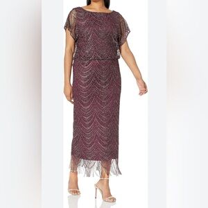 SLNY Metallic Crochet Dress